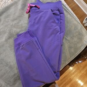 Purple Jogger Pants with Pink Drawstring